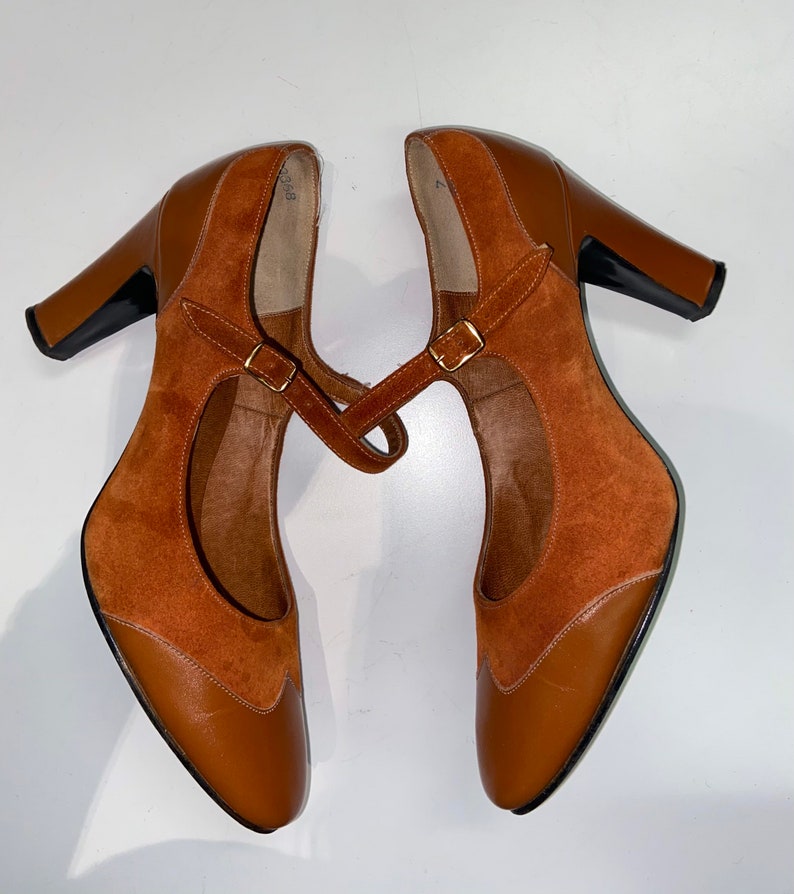 Vintage 60\u2019s Sears burnt orange Mary Jane pump heels