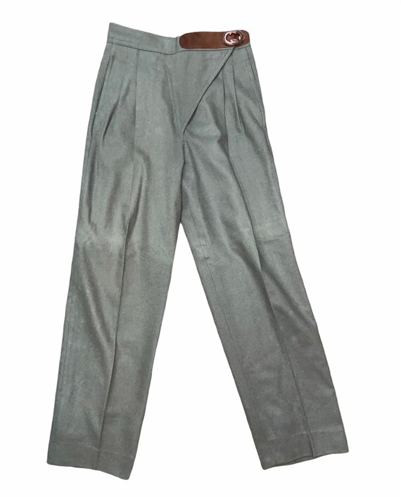 Vintage Gucci wool ankle length army green trouser