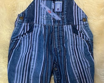 Vintage Espirit infant bubble denim overalls w/ stripes