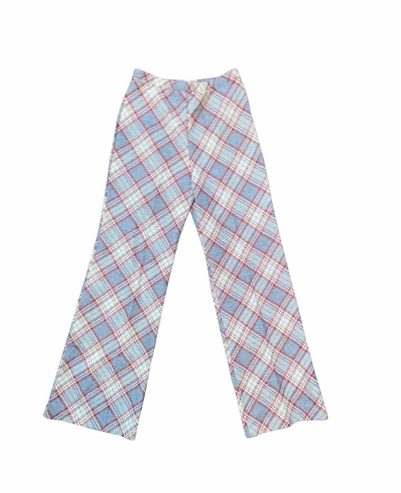 Vintage 70s plaid slight flare polyester pants
