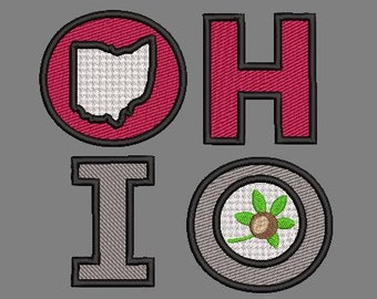 Ohio State machine embroidery design