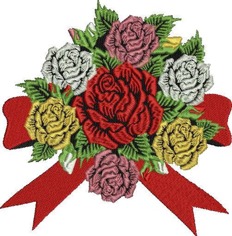 Rose Machine Embroidery Design Etsy