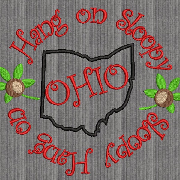 Ohio applique machine embroidery design