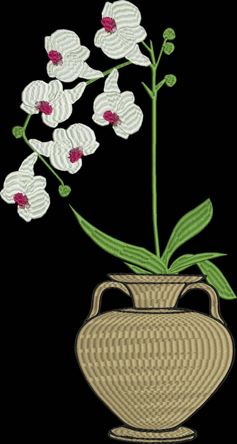 Orchid Flower Machine Embroidery Design Etsy