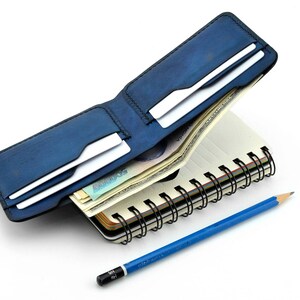 Cartera de cuero SLIM plegable cosida a mano, billetera delgada, billetera para hombres, billetera vintage, idea de regalo, cuero curtido vegetal, billetera personalizada