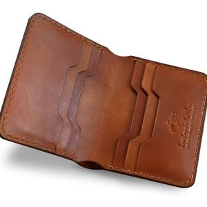 Cartera de piel plegable cosida a mano VERTIC, Cartera de hombre, Cartera minimalista, Cartera personalizada, Idea de regalo, Piel de curtido vegetal