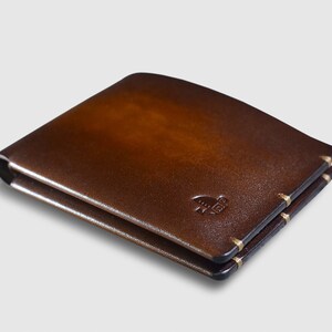 Billetera de cuero plegable personalizada OPEN WALLET cosida a mano Idea de regalo Billetera de hombre Billetera de cuero curtido vegetal