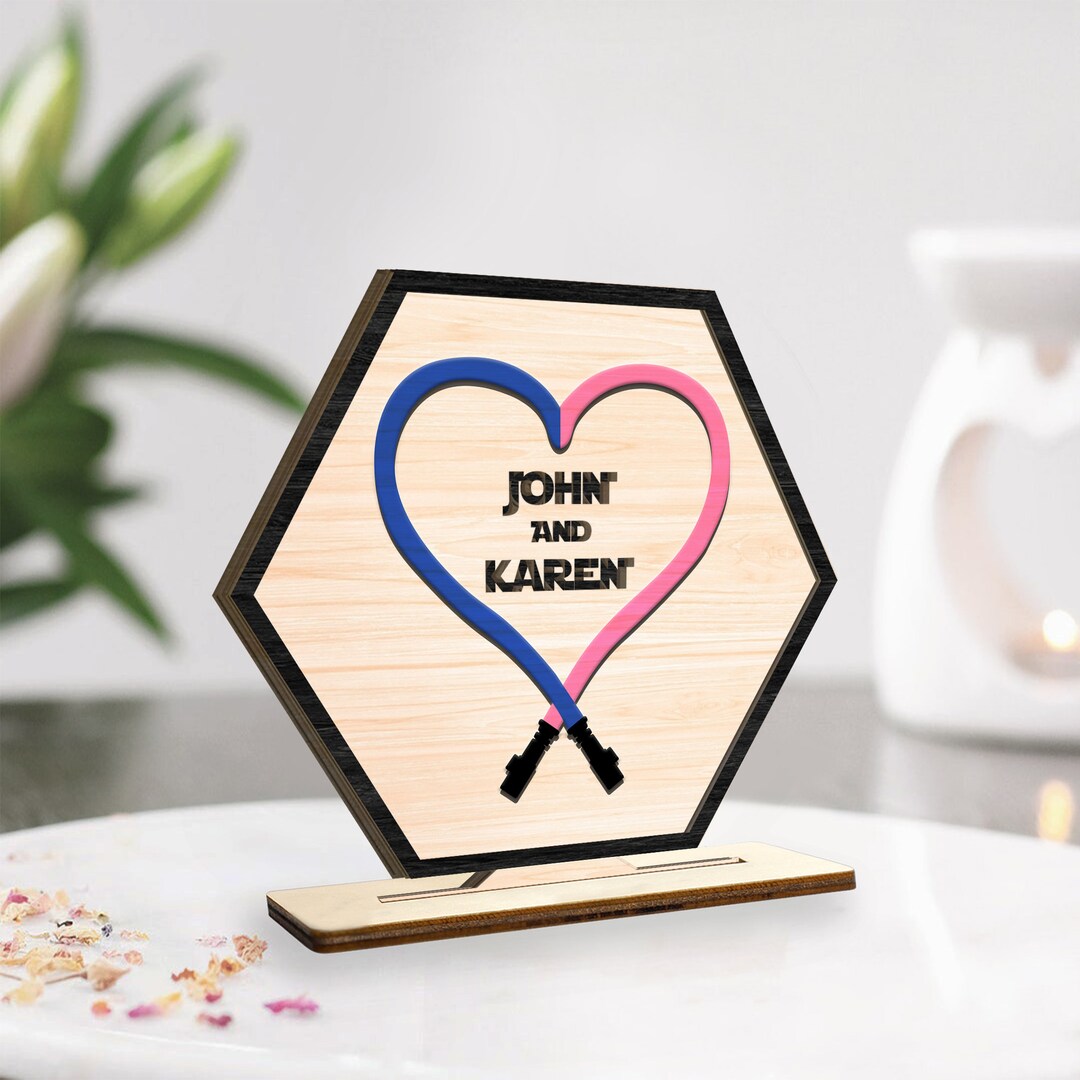 Lightsabers Couple Custom Wooden Plaque Personalized Star Etsy