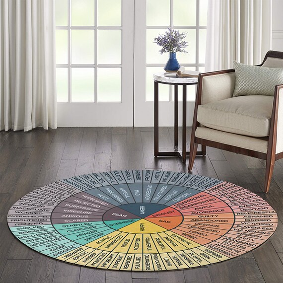 Feelings Wheel Round Rug- Social Worker Round Rug- Feelings Wheel Chart ...