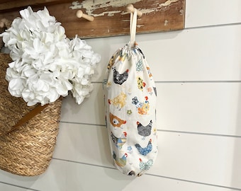 Floral Chicken Plastic Bag Holder, Hanging Plastic Bag Holder, Plastic Bag Dispenser, Kitchen Bag Storage, Recycle Plastic Bag Holder,