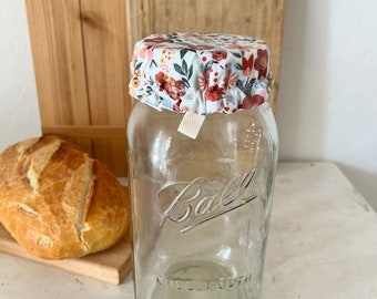 Wildflower Jar Cover, Sourdough Starter, Mason Jar Cover, Fabric Jar Cover, Gift for Bakers,
