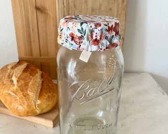 Wildflower Cotton Jar Cover, Reusable Sourdough Starter Lid