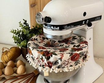 Floral KitchenAid Mixer Bowl Cover, Pom Pom Trim