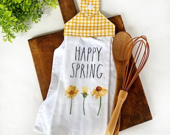 Hanging Hand Towel, Kitchen Towel, Happy Spring Towel, Easter Towel, Easter Gift for Mom,