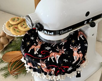 Reindeers on black Mixer Cover, Kitchenaid Cover, Bowl Cover, Mixer Cover, Mixer Bowl Cover, Kitchenaid Mixer Cover, Gift for Mom,