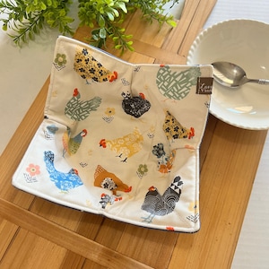 Floral Chickens Bowl Cozy, Soup Bowl Cozy, Soup Bowl Holder, Microwave Bowl Cozy, Gift for Mom,