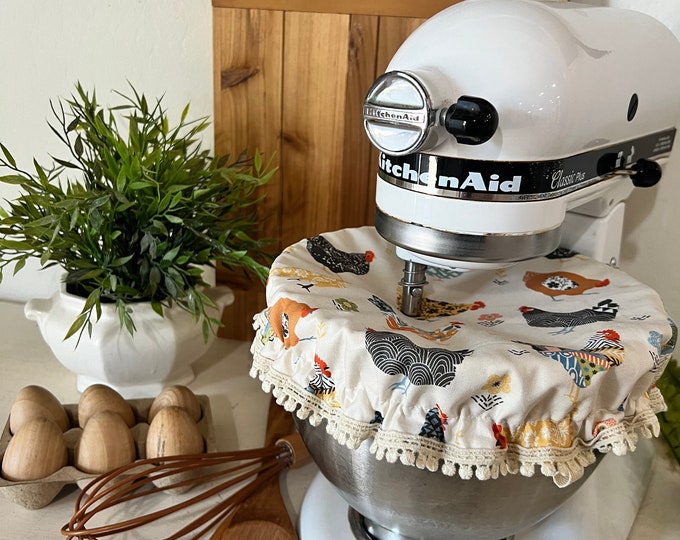 Floral Chickens Mixer Cover, Kitchenaid Mixer Bowl Cover, Mixer Bowl Cover, Kitchenaid Mixer, Hostess Gift for Her,