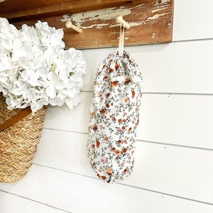 Emily Flowers Hanging Bag Holder, Kitchen Bag Storage, Recycle Bag Holder, Grocery Bag Holder,