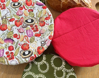 Veggies Bowl Cover Set, Reusable Bowl Cover, Fabric Bowl Cover, Bread Proofing Cover, Washable Bowl Cover, Gift for Bakers,