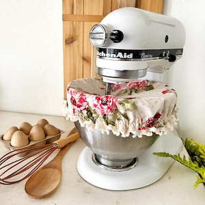 Cabbage Rose Mixer Cover, Kitchenaid Cover, Bowl Cover, Mixer Bowl Cover, Kitchenaid Mixer Cover Hostess Gift for her,