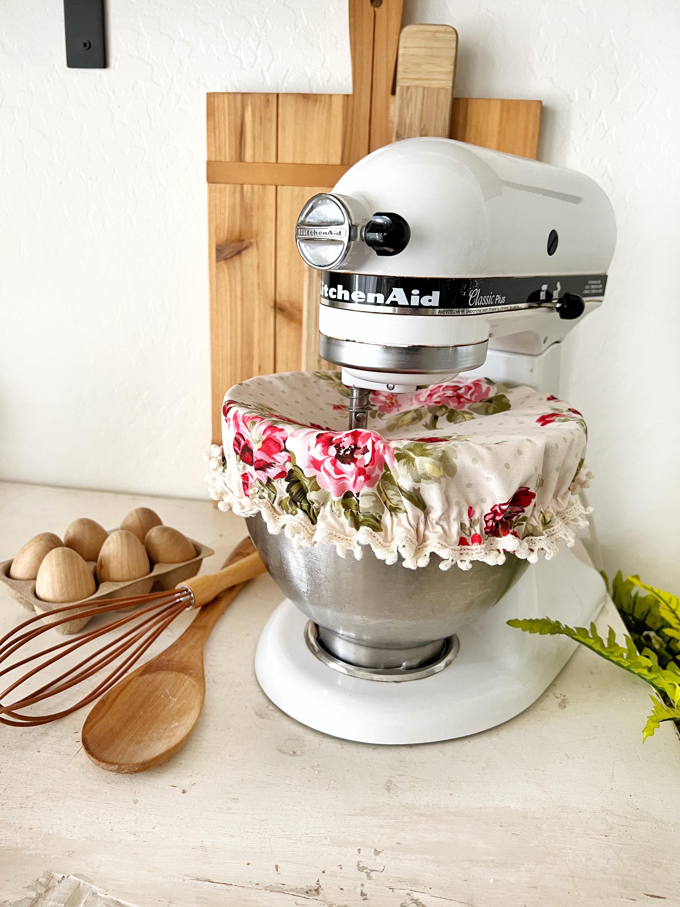 Cabbage Rose Kitchenaid Mixer Bowl Cover, Cream Pom Pom Trim - Etsy
