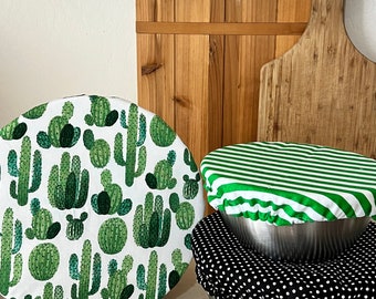 Cactus Bowl Covers, Reusable Bowl Cover, Fabric Bowl Cover, Bread Proofing Cover, Washable Bowl Cover, Gift for Bakers,