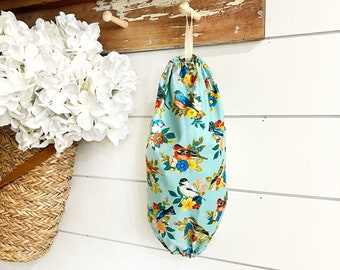 Portabolsas de plástico con estampado de pájaros acuáticos, dispensador de almacenamiento para cocina