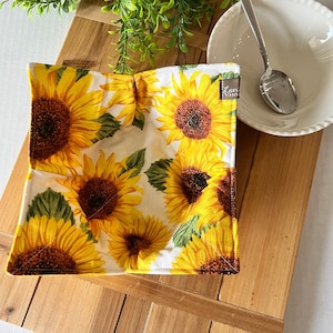 Bowl Cozy, Soup Bowl Cozy, Soup Bowl Holder, Microwave Bowl Cozy, Sunflower Bowl Cozy, Gift for Mom,