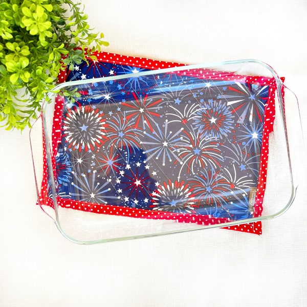 Casserole Hot pad, Oversized Quilted, Patriotic Hot Pad, Large Trivet, Reversible Kitchen Hot Pad, Gift for mom,