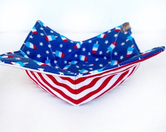 Patriotic Popsicle bowl cozy, cozy, soup bowl cozy, soup bowl holder, microwave bowl cozy,