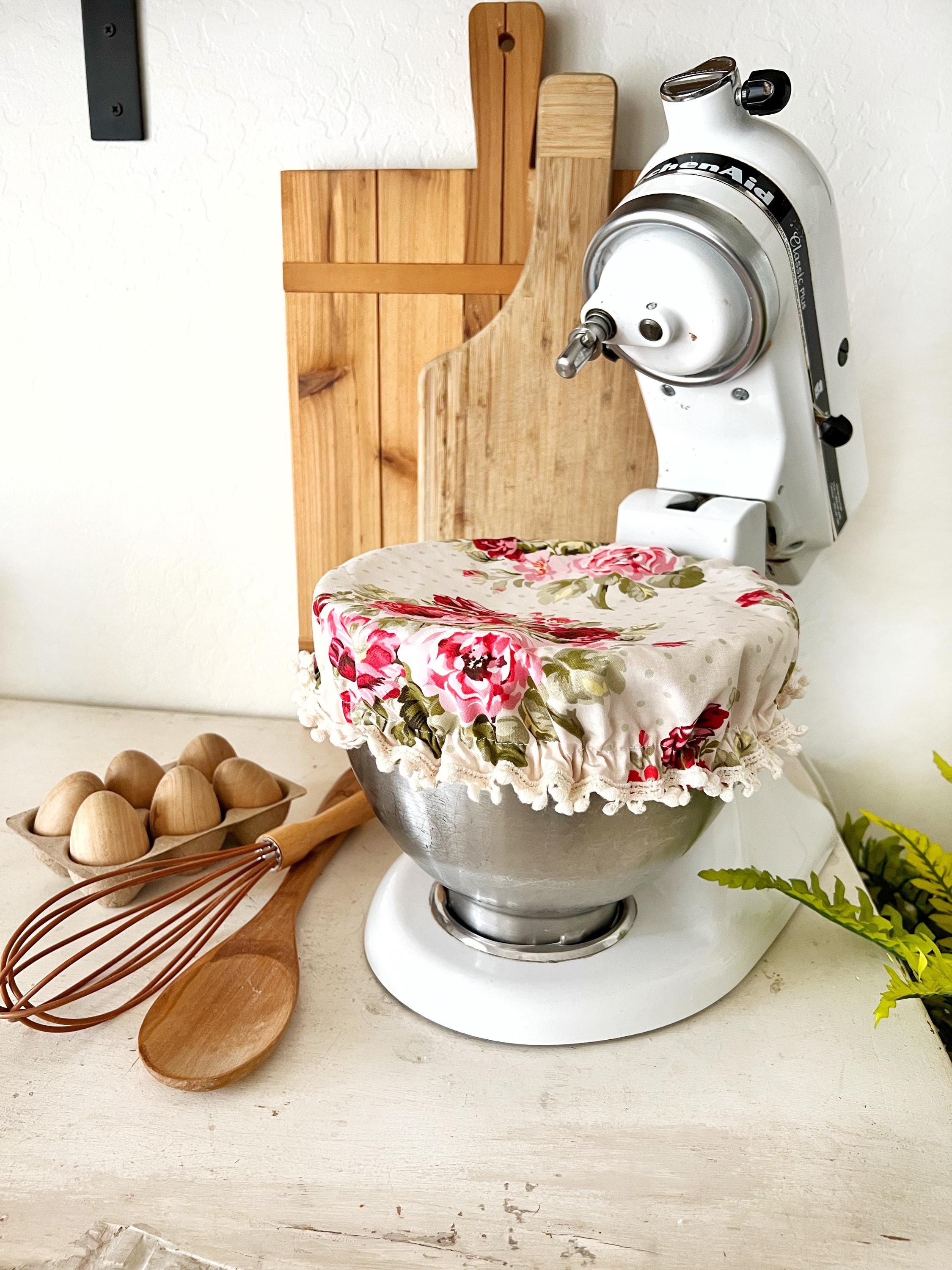 Cabbage Rose Kitchenaid Mixer Bowl Cover, Cream Pom Pom Trim - Etsy