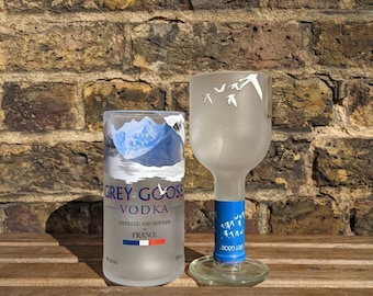 Grey Goose Vodka glass, recycled bottle glass, Galentines day gift for  best friend, vodka lover gift, Mothers day gift from daughter