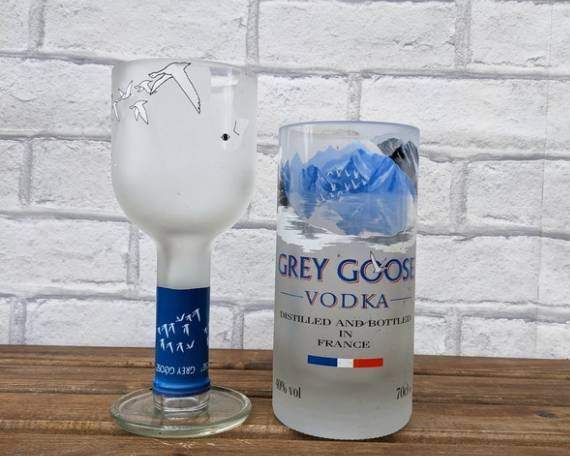 Grey Goose Vodka Glass, Recycled Bottle Glass, Christmas Gift for Best Friend, Vodka Lover Gift, Mothers Day Gift From Daughter