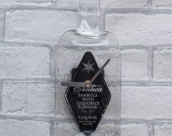 Sambuca bottle clock, Wall clock for man cave, Christmas gift for brother,  Ecofriendly secret santa gift