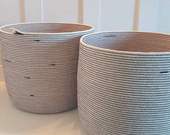 Extra Large Wide Black Coiled Rope Bucket