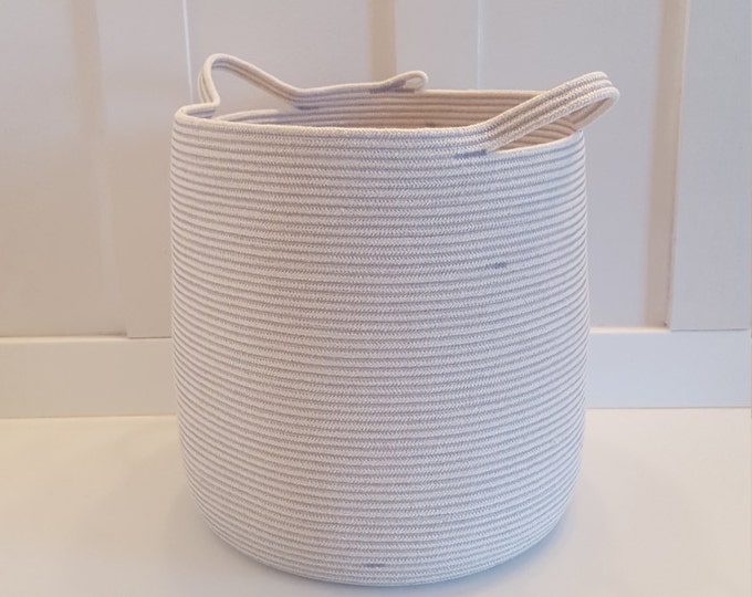 Extra Large White and Gray Rope Basket With Handles Etsy