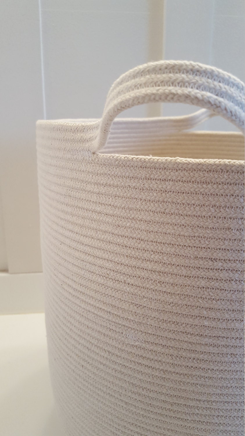 Extra Large All White Rope Basket With Handles Etsy