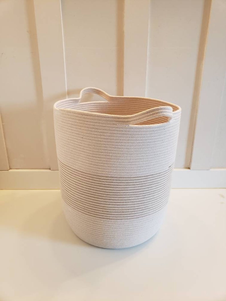 Made to Order XL Stripe Rope Basket With Handles Etsy