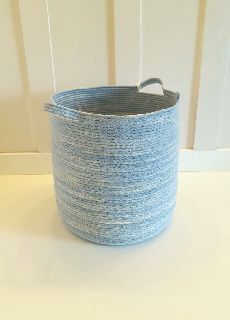 Denim Rope Basket with Tassels Etsy