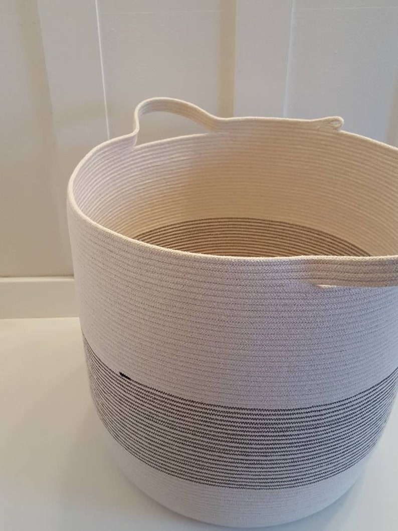 Made to Order XXL Striped Rope Basket With Handles Etsy