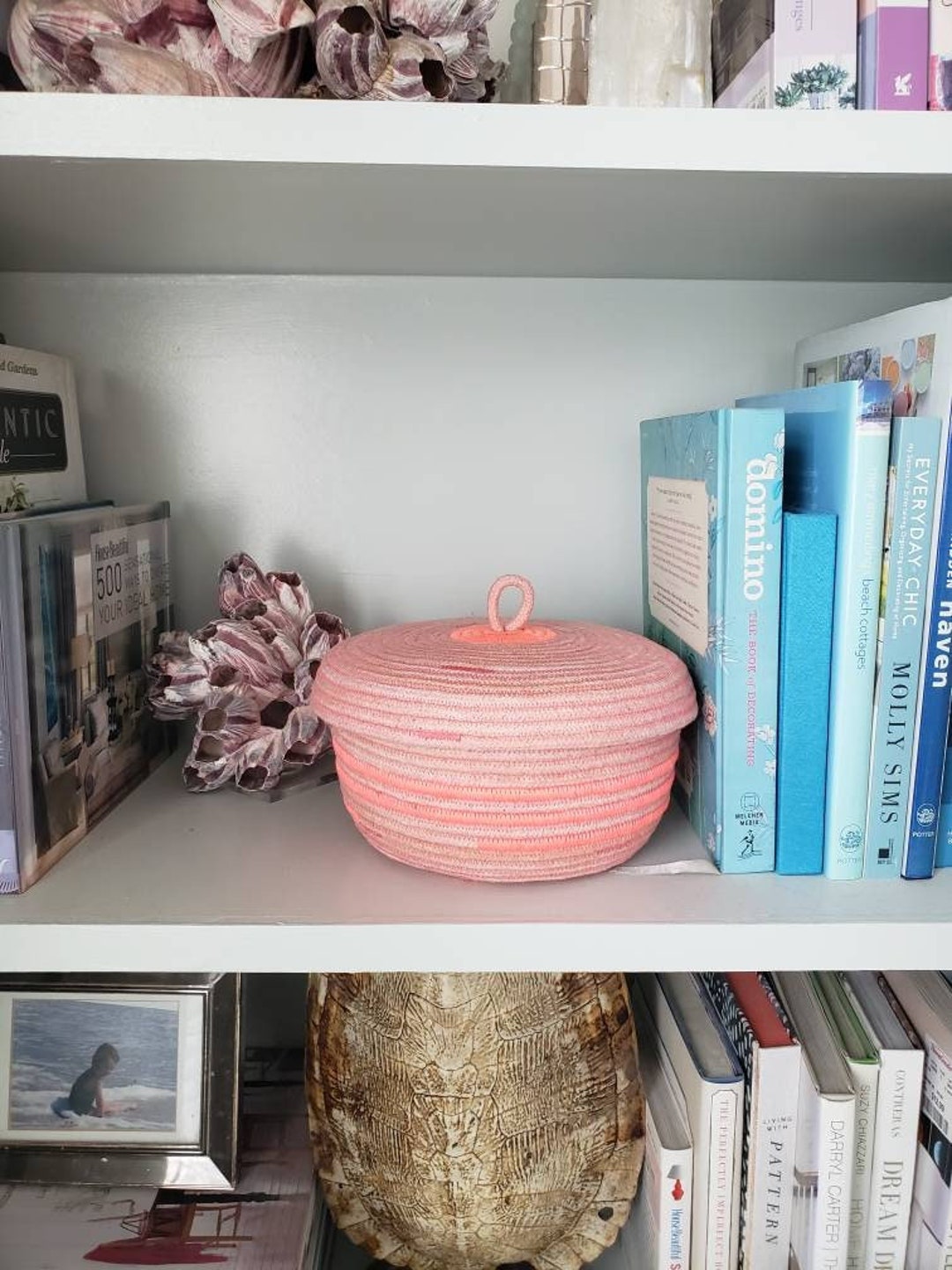 Pink Rope Basket With Lid Etsy