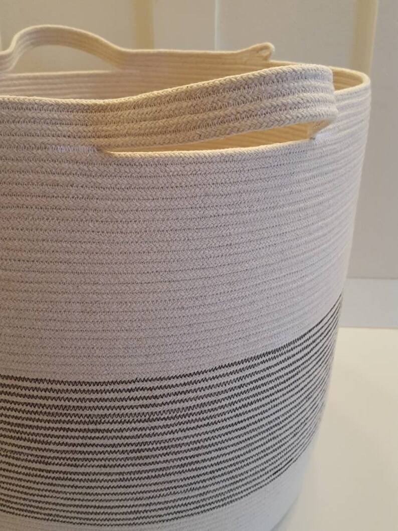 Made to Order XXL Striped Rope Basket With Handles Etsy