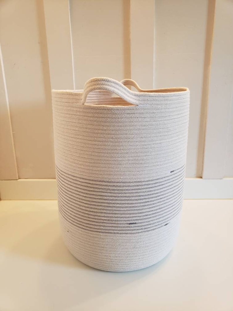 Made to Order XL Stripe Rope Basket With Handles Etsy