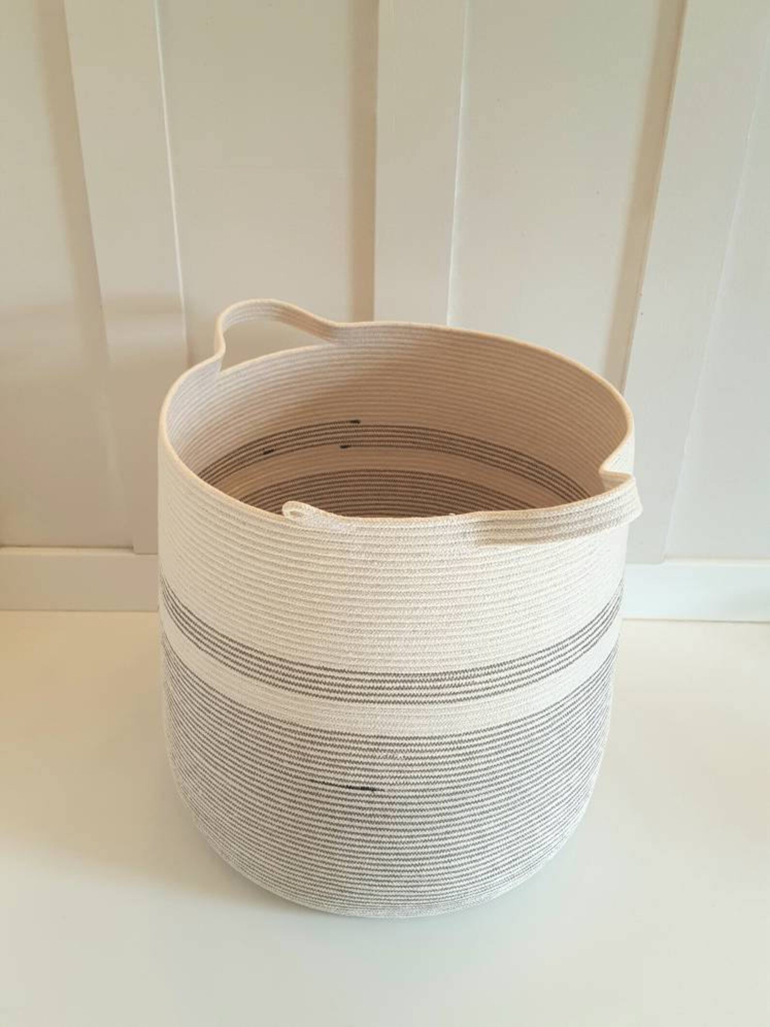 XXL Black and White Striped Rope Basket Etsy