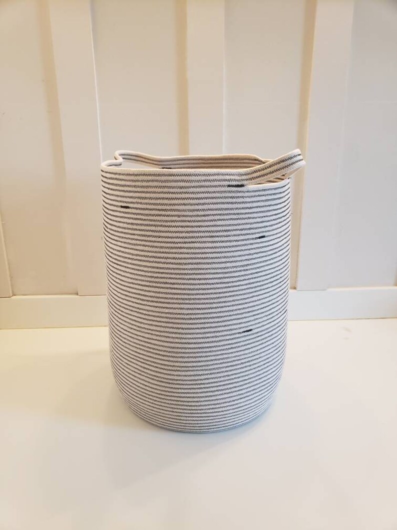 XL Black and White Rope Basket With Handles Etsy