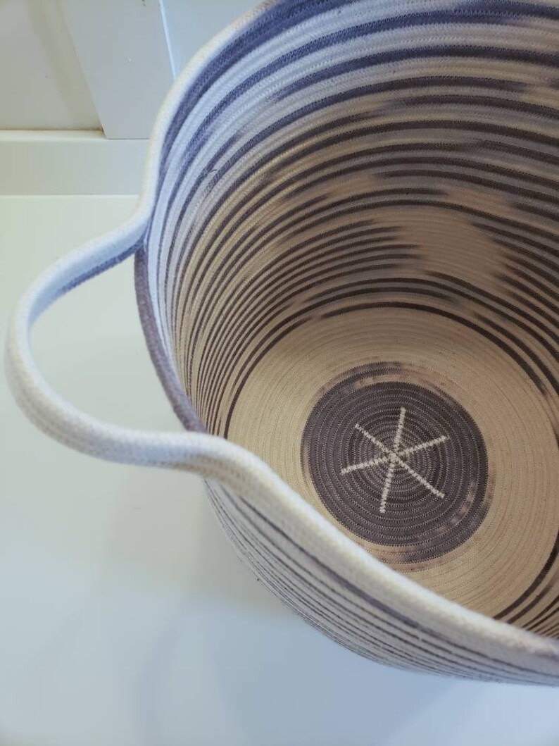 XL Navy and White Rope Basket With Handles Etsy