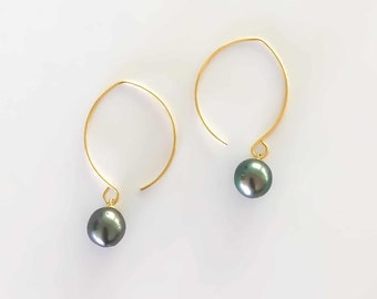 Tahitian Pearl Half Moon Earrings