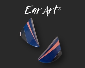 Vintage Surfboard Resin Earrings: Bright Color Block, Hypoallergenic Posts