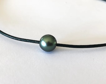 Tahitian Pearl Leather Float Necklace