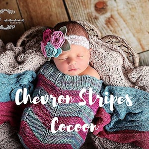 Chevron Stripes PATTERN Knit Baby Cocoon, Instant PDF Download image 1